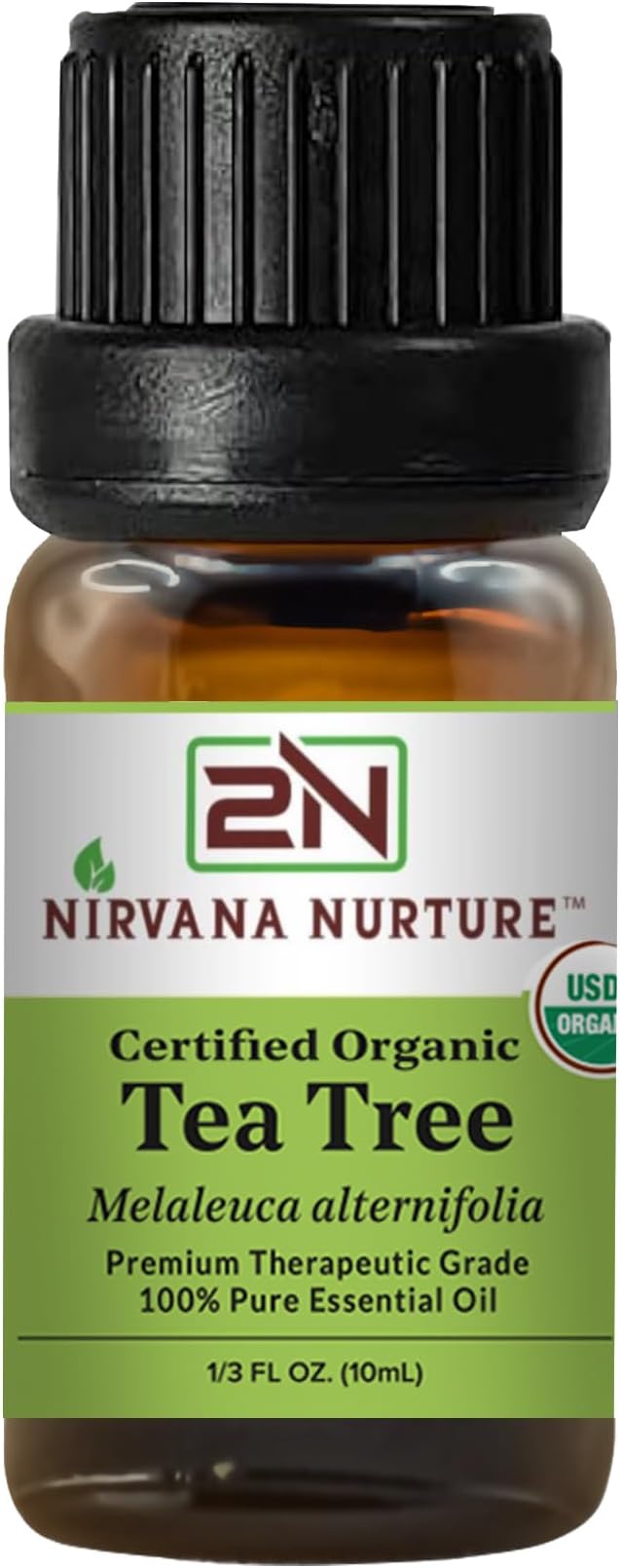Nirvana Nurture Tea Tree Essential Oil, USDA Certified Organic, 100% Pure Undiluted, Aromatherapy Oil for Diffuser, Hair & Skin Care