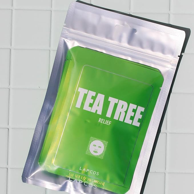 LAPCOS Derma Tea Tree Sheet Face Mask - Soothing & Calming (Pack of 5)