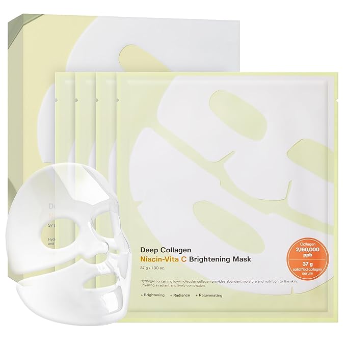 SUNGBOON EDITOR Deep Collagen Niacin-Vita C Overnight Mask, Brightening & Wrinkle Care Mask, 2,160,000PPB Collagen + Niacinamide + Vita C, Korean Skincare, 4ea, Gifts for Women