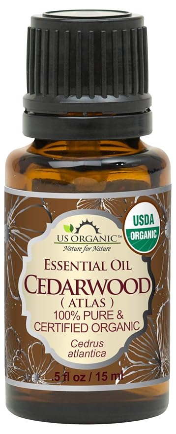 US Organic 100% Pure Cedarwood Essential Oil (Atlas) - USDA Certified Organic, Steam Distilled (More Size Variations Available) (15 ml /.5 fl oz)