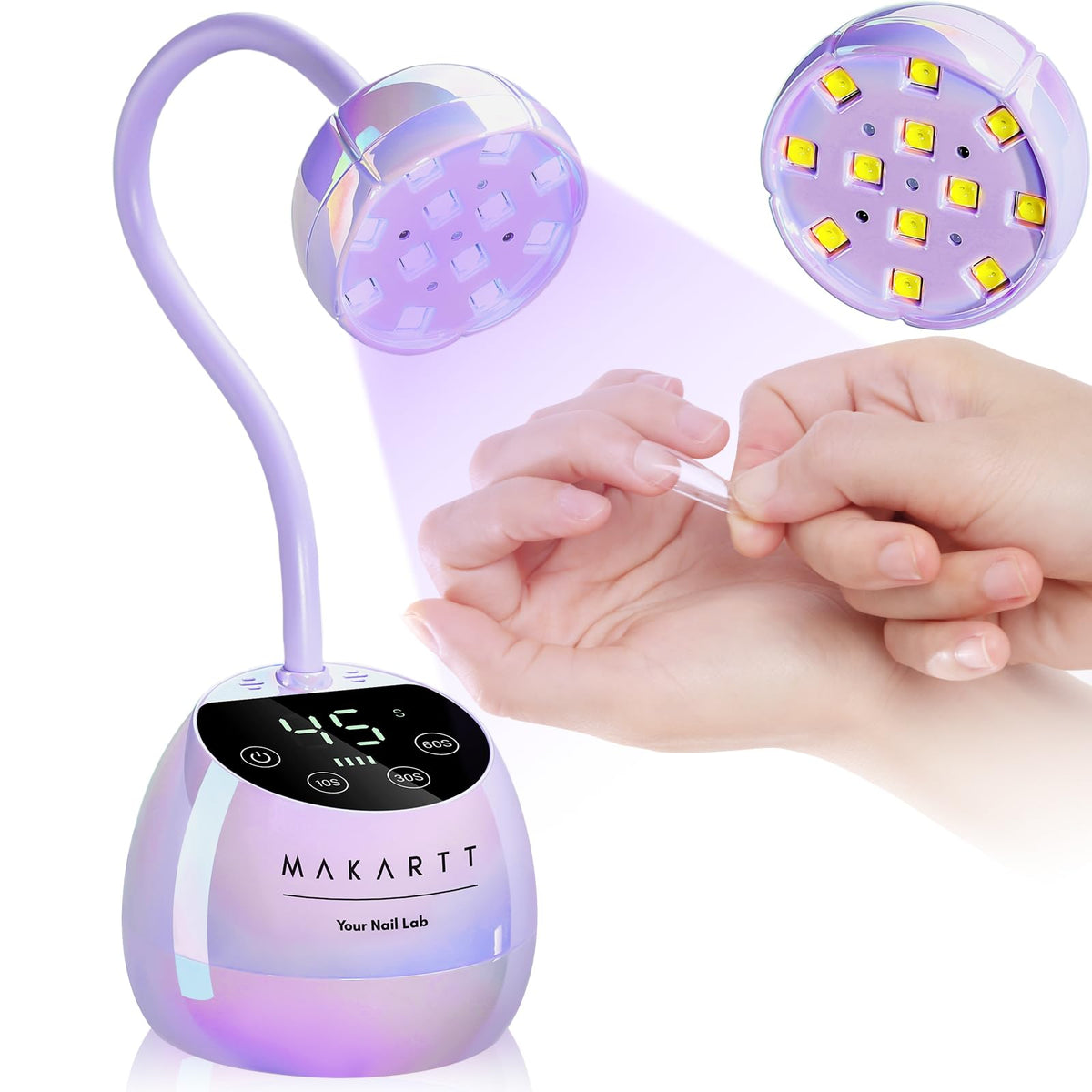 Makartt UV Nail Lamp for Gel Nails Polish Cordless Gooseneck 10s Flash Cure