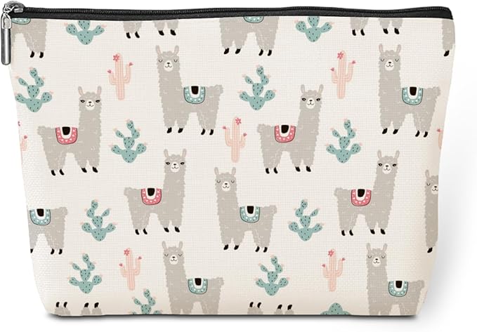 Cute Llamas Makeup Bag Alpaca Llama Gifts Funny Llama Stuff Decor for Llamas Lover Christmas Birthday Gifts for Women Animal Lovers Girl Daughter Best Friend BFF Niece Sister Toiletry Bag