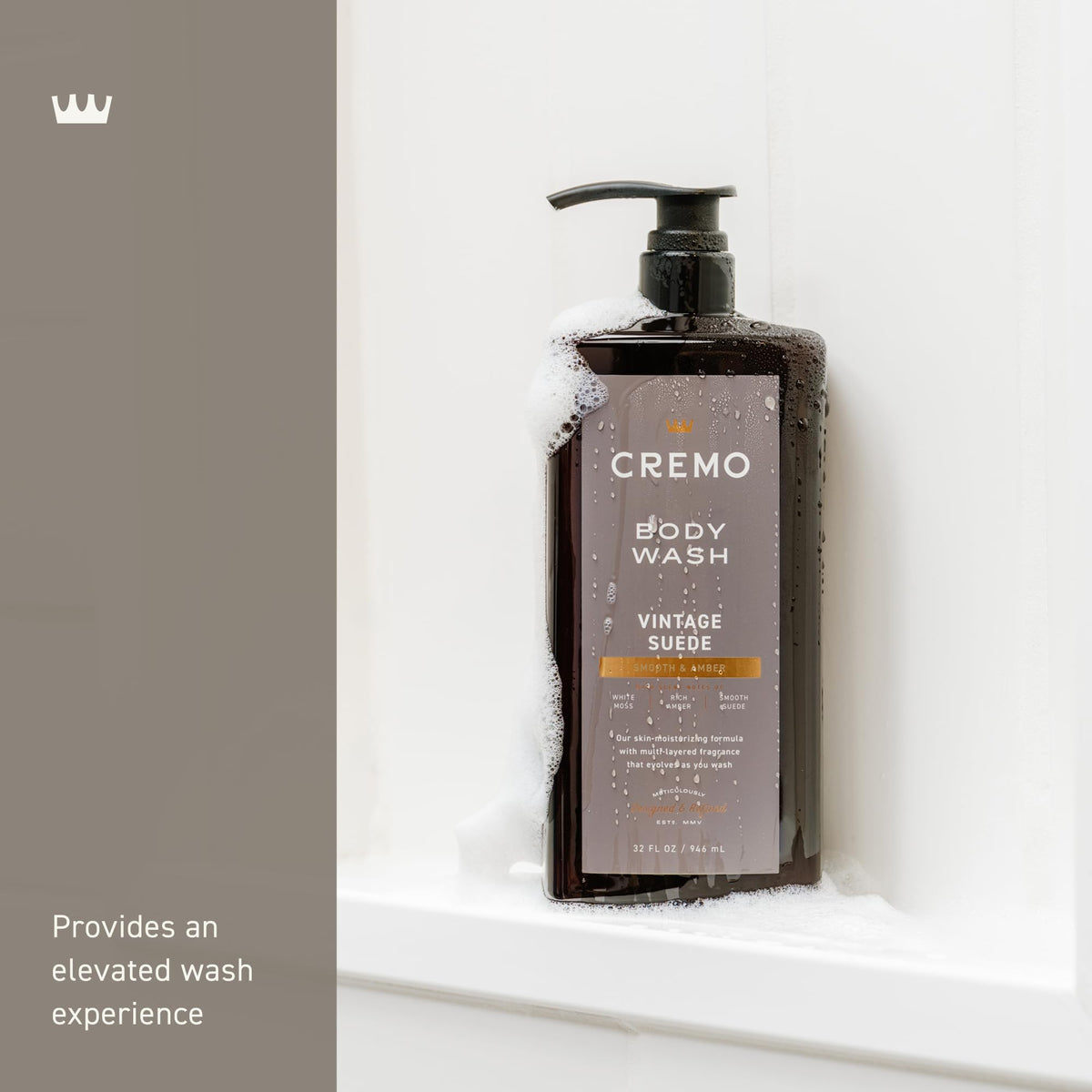 Cremo Body Wash for Men, Vintage Suede, 32 Fl Oz