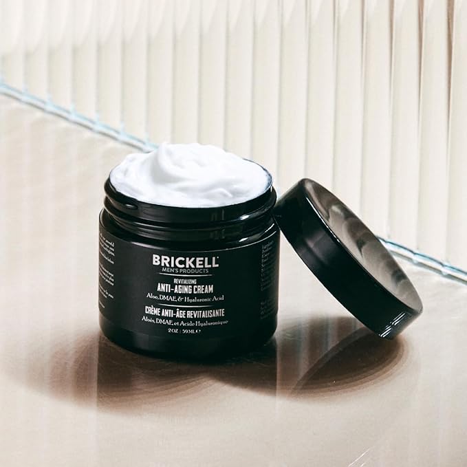 Brickell Men's Revitalizing Anti-Aging Cream For Men, Anti Wrinkle Night Face Cream To Reduce Fine Lines and Wrinkles, With Vitamin E, Jojoba Oil, and Hyaluronic Acid, 2 Ounce, Unscented