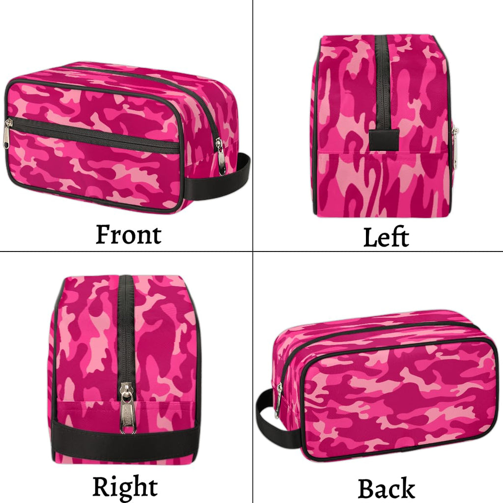 Pink Camo Camouflage Pattern Travel Toiletry Bag for Women Men Lightweight Cosmetic Makeup Bag Organizer Waterproof Shaving Bag Dopp Kit with Large Capacity for Toiletries and Shaving Accessories