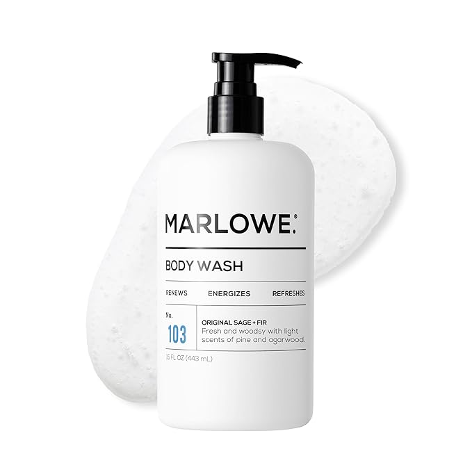 MARLOWE. Men's Body Wash, Refreshing Shower Gel, Sage + Fir, 16 oz Pump