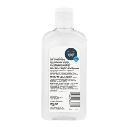 Amazon Basics Rose Water Hydrating Facial Toner, Alcohol Free, 16 fl oz