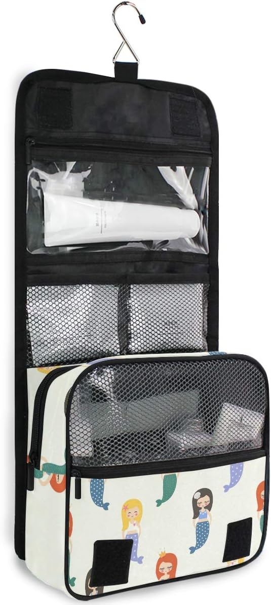 senya Hanging Travel Toiletry Bag Kit Makeup Case Cosmetics Organizer for Men Women (Colorful Mermaid)
