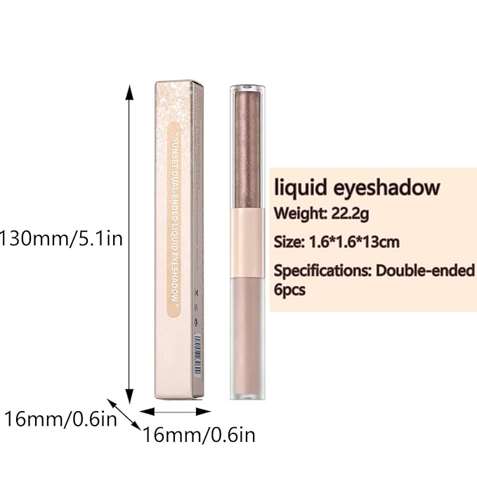 MiaSarah Liquid Eyeshadow Pencil, Earth Yellow Brown, 6-Color, Waterproof, Dual-End, Portable, Cruelty-Free