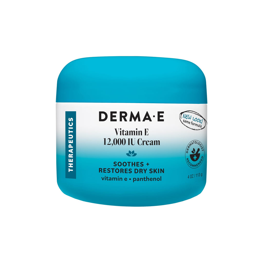 DERMA E Vitamin E Cream 12,000 IU Face Cream, 4 Oz Soothing & Protecting