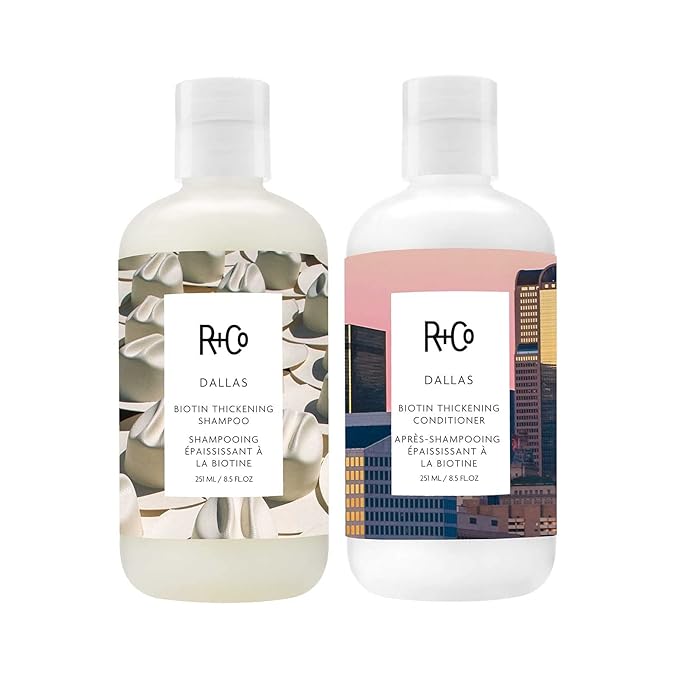 R+Co Dallas Biotin Thickening Shampoo + Conditioner Tandem Packette Kit | Thickens, Nourishes + Strengthens | Vegan + Cruelty-Free | 14 Ml