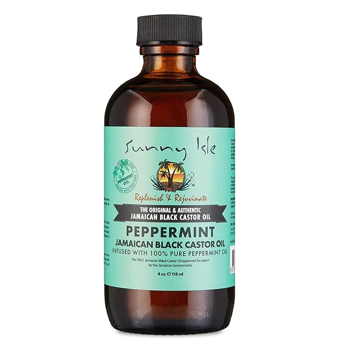 Sunny Isle Peppermint Jamaican Black Castor Oil 4oz - Hair, Scalp, Skin