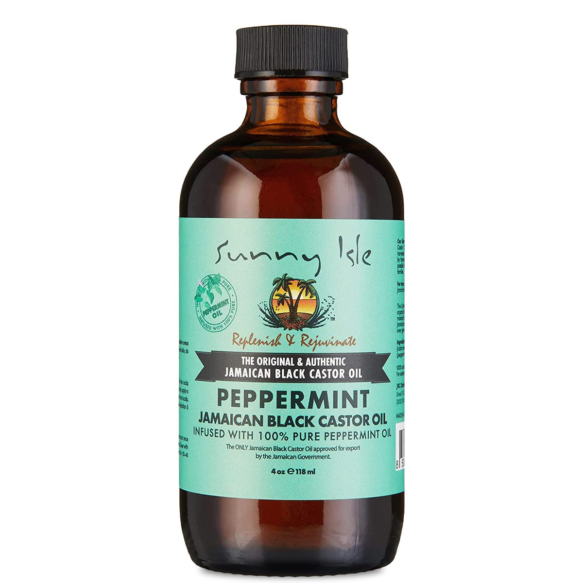 Sunny Isle Peppermint Jamaican Black Castor Oil 4oz - Hair, Scalp, Skin