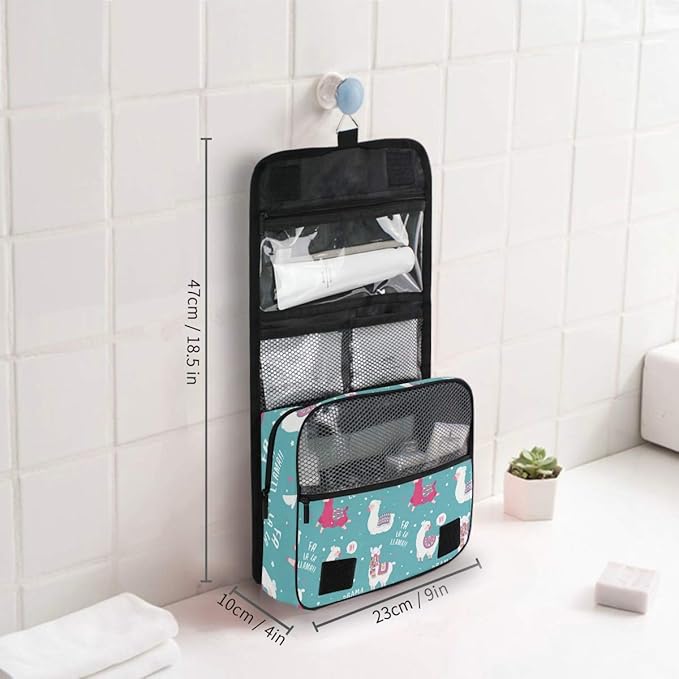 senya Hanging Travel Toiletry Bag Kit Makeup Case Cosmetics Organizer for Men Women (Llama)…
