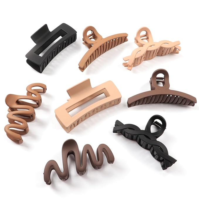 Matte Non-Slip Large Hair Clips for Women 8PCS (Neutral Colors)