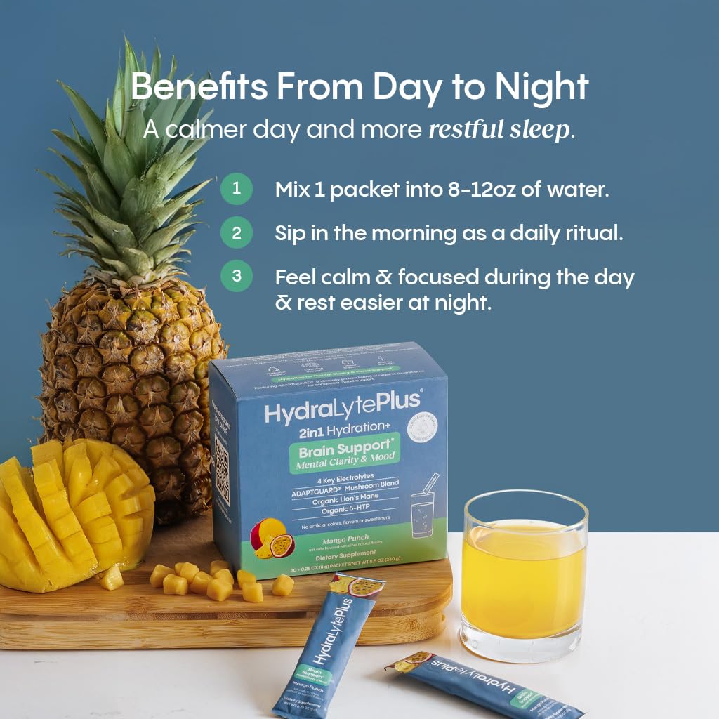 Hydralyte Plus Brain Support | Electrolytes Drink with Lions Mane Mushrooms