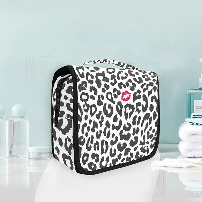 senya Hanging Travel Toiletry Bag Leopard Kiss Kit Makeup Case Cosmetics Organizer for Men Women