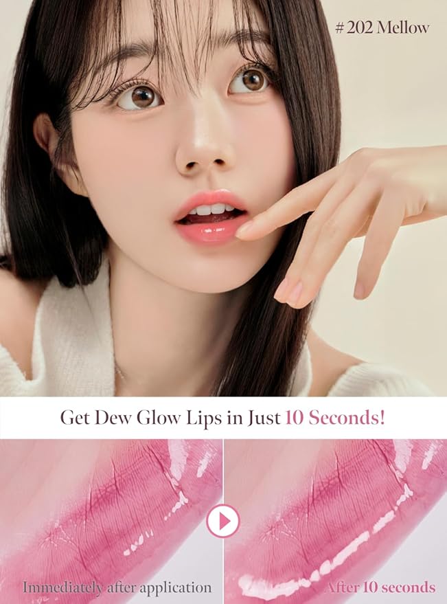 CORALHAZE Dew Drop Tint #208 Lure 4.5g, Glossy, Lightweight Lip Stain, Glass-Like, High Shine, Moisturizing Lip Oil, Long Lasting Color, Hydrating Gloss, Dewy Finish, Korean Beauty Makeup