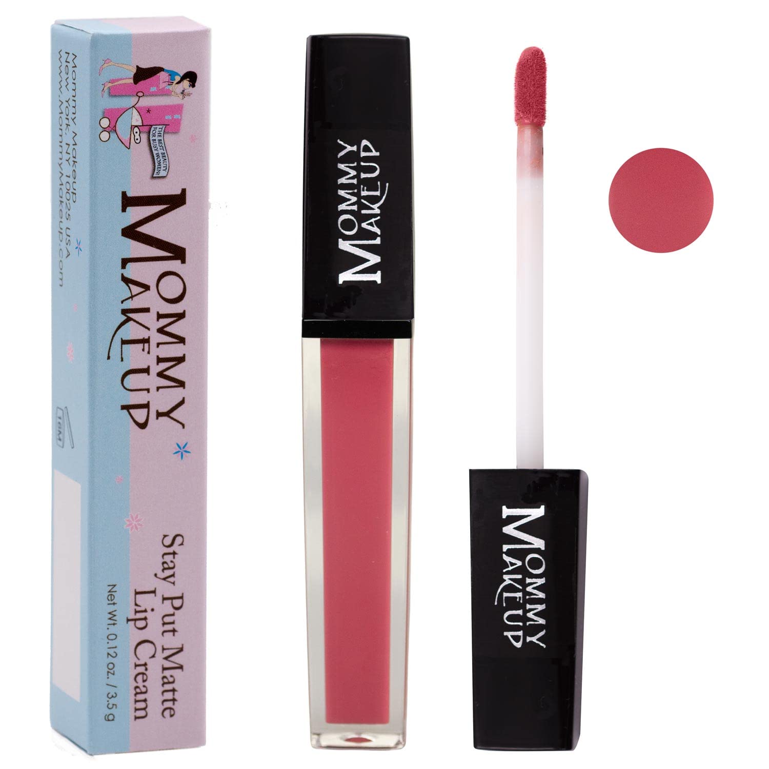 Mommy Makeup Stay Put Matte Lip Cream, Kiss-proof Lipstick (Roxie)