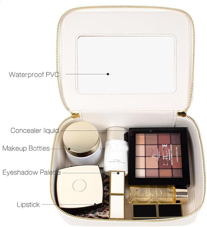 FFpaw Clear Makeup Bag, TSA Approved Toiletry Bag Travel Makeup Case Clear Cosmetic Travel Bag Small Makeup Pouch Organizer Waterproof Portable Car Essentials for Women