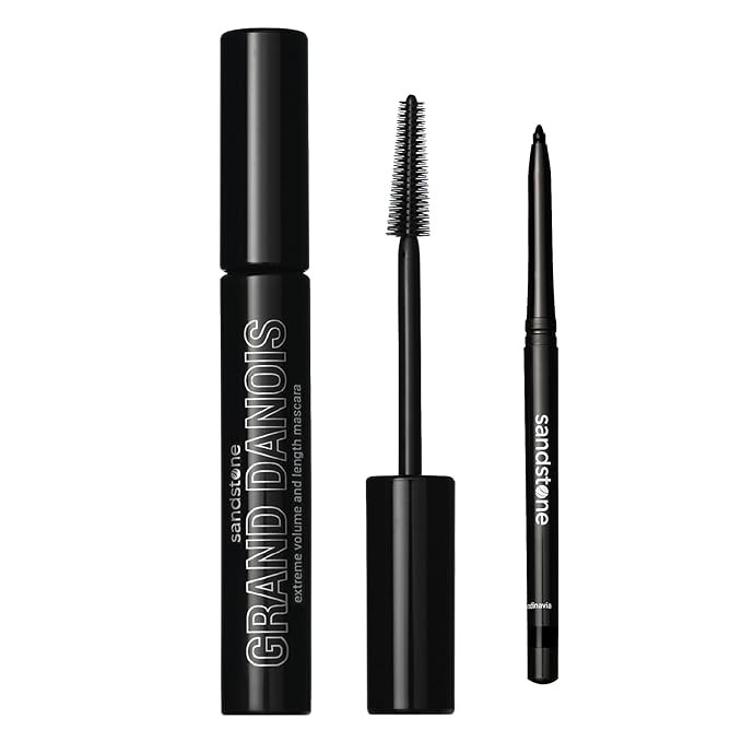 Sandstone Scandinavia Hypoallergenic Eye Makeup Set for Sensitive Eyes – Mascara & Waterproof Black Eyeliner – Smudge-Proof, Vegan & Fragrance-Free
