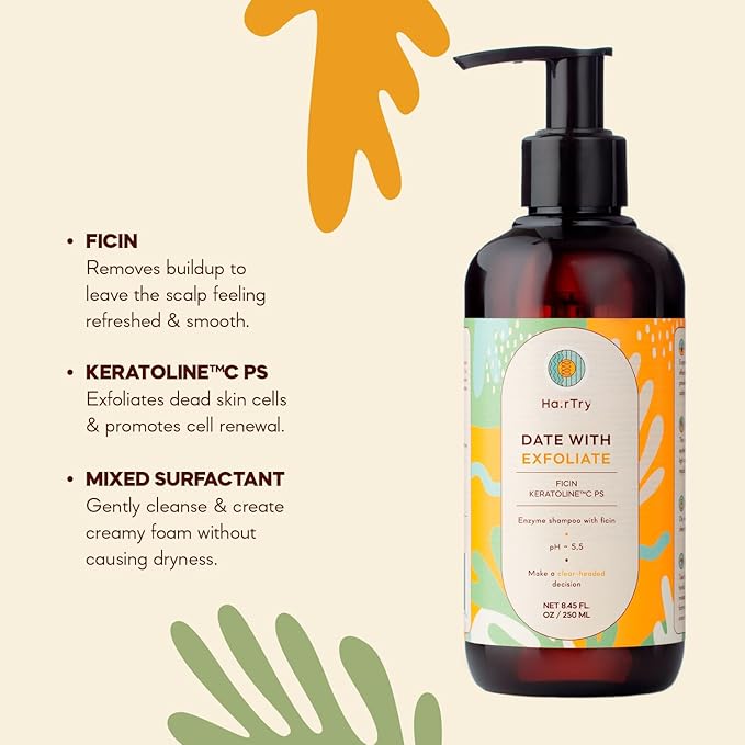 Hair Try Date With Exfoliate – Multi-Function Enzymatic Exfoliating Shampoo with Ficin – For Deep Cleansing & Refreshing of the Scalp – Net 8.45 Fl. Oz/ 250 ml