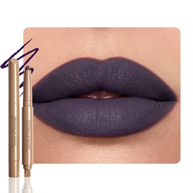 FeiCuiYun Matte Crayon Lip Liner Pencil, Deep Purple Lip Liners Lipstick For Women Halloween Birthday Party Wear, Plump Creamy Formula With Silicone Smudger for Define Contours & Sculpting Lip