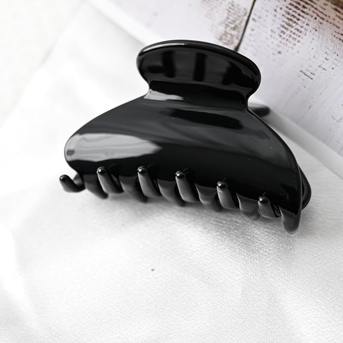 Prettyou Handmade Celluloid Acetate French Design Barrettes Tortoise Shell Claws Hair Claw Luxury Fashion Accessories Hair Clip for Women (Classic black)