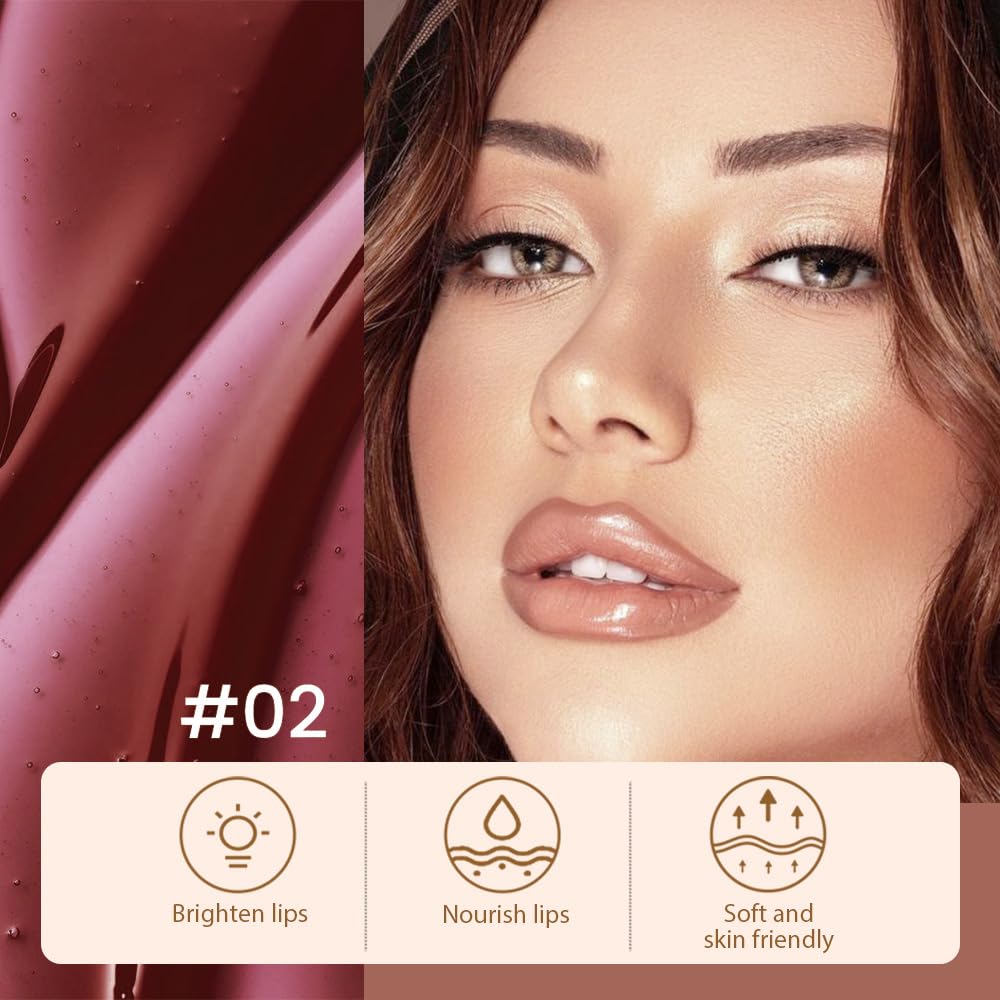 Hxssll 2 Pcs Matte Liquid Lip Stain Peel Off Lip Liner, Long Lasting Lip Tattoo, Waterproof & Transfer-Proof Lip Liner Peel Off Lip Gloss for All Skin Types. 0.12 fl oz #02+#03