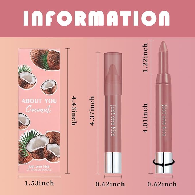 mekuel 2Pcs Soft Pink Nude & Brown Hydrating Cream Lipsticks Lip Crayon for Women, Natural Non Sticky Lipstick Lip Liner Crayon Set, Creamy Lips Stick Moisturing Nourishing Lips Balm Stick Set, B
