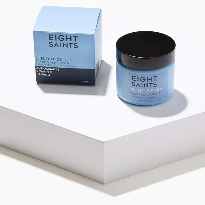 Eight Saints Zen Out Of Ten Bamboo Detox Face Scrub Exfoliator, Daily Exfoliating Facial Scrub With Bamboo Fibers to Unclog Pores, Blackheads, Blemishes, and Dull Skin, with Vitamin C & Aloe Vera, 2oz