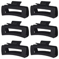 Sisiaipu 4 Inch Big Hair Claw Clips 6 Pcs Large Claw for Thick Hair Square Hair Clips for Women Rectangle Hair Clips Nonslip Acrylic Banana Jaw Clips Hair Accessories for Girls (Black)