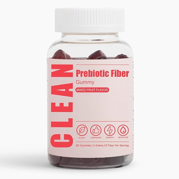 6525080 Clean Prebiotic Fiber Gummy, Clean Fiber Gummies for Men, Men Prebiotic Supplement for Digestive Gut Health, Non-GMO, 60 Gummies / 4g Fibers Per Serving