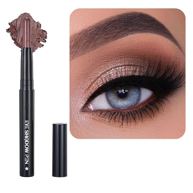 SAUBZEAN Caramel Eyeshadow Stick Makeup, Cream Shimmer Eye Shadow Pencil, Hypoallergenic Waterproof Long Lasting Crayon, Smooth Glitter Primer Palette Eyeliner Make up