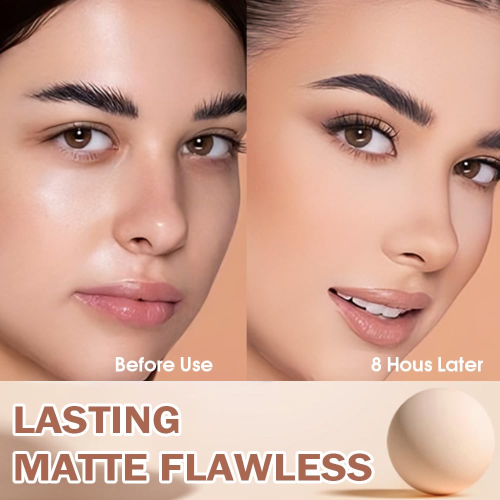 FeiCuiYun Oil Control Matte Perfection Face Powder Compact For Women, Matte Smooth Flawless Setting Powder Makeup, Polvo Compacto De Maquillaje, Waterproof Long Lasting, 0.35Oz, (130 True Beige, 1)