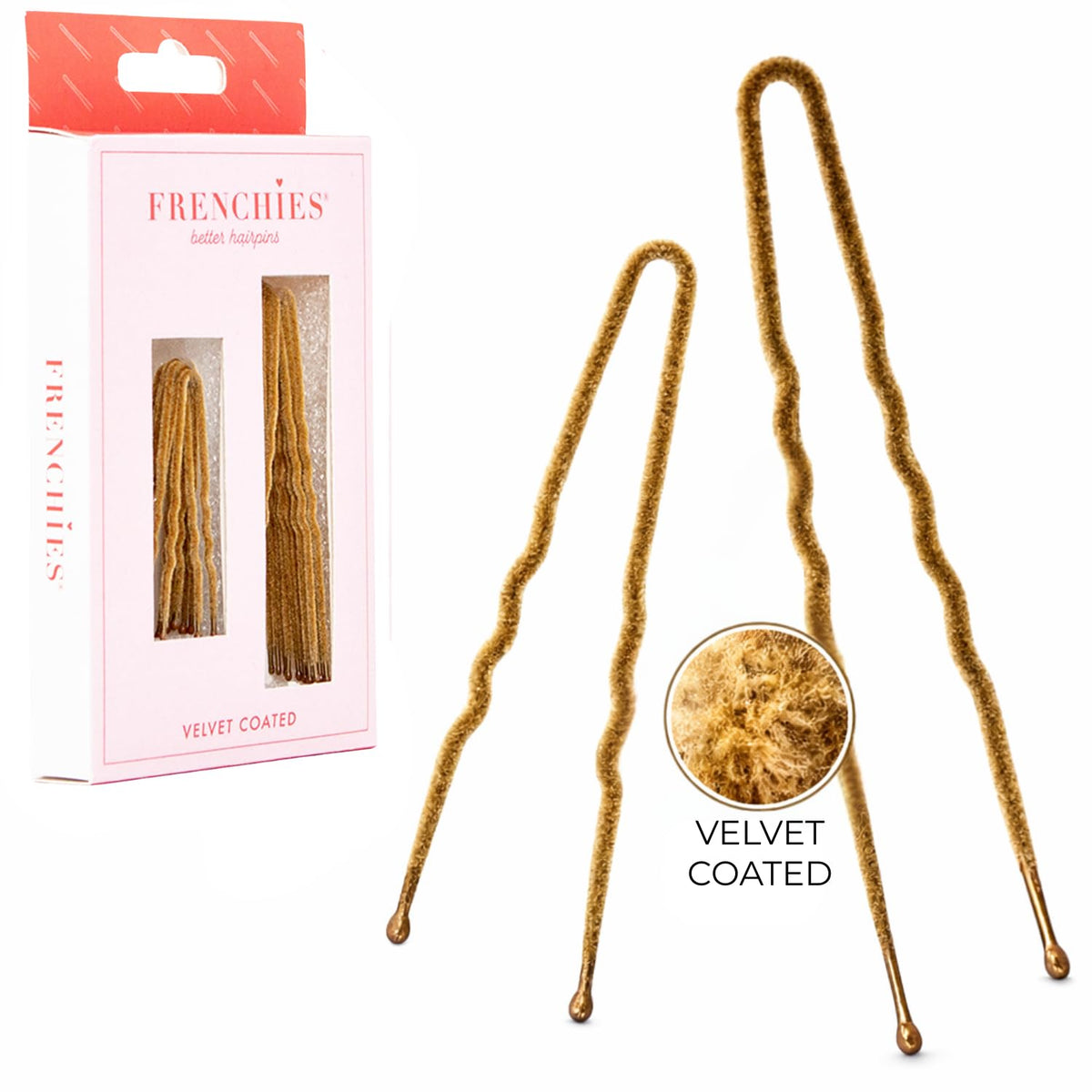 Frenchies Velvet Coated French Hair Pin, Non Slip, 20 Count, Red