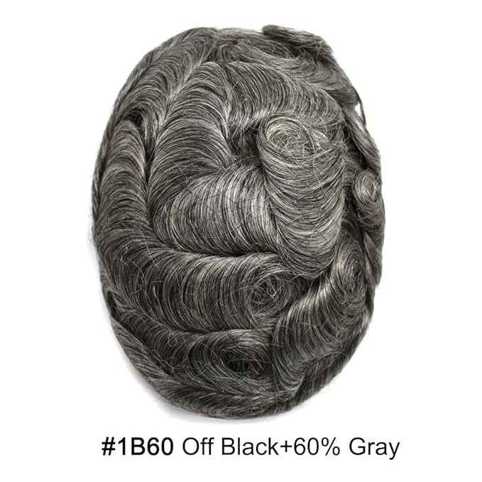 F M FACE MIRACLE NEW YORK Toupee for Men French Lace Center Mens Toupee Hairpiens Human Hair Replacement System Black Brown Blonde Gray Hair Units, 7X9