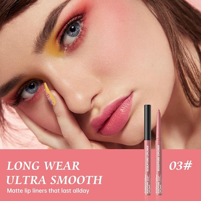 Hxssll 12 Colors Matte Lip Liner Pencil – Long Lasting Waterproof Lip Liner, Smudge Proof Transfer Proof Lip Pencil, High Pigment Lip Makeup for Defining & Filling Lips (03#, 1PCS)