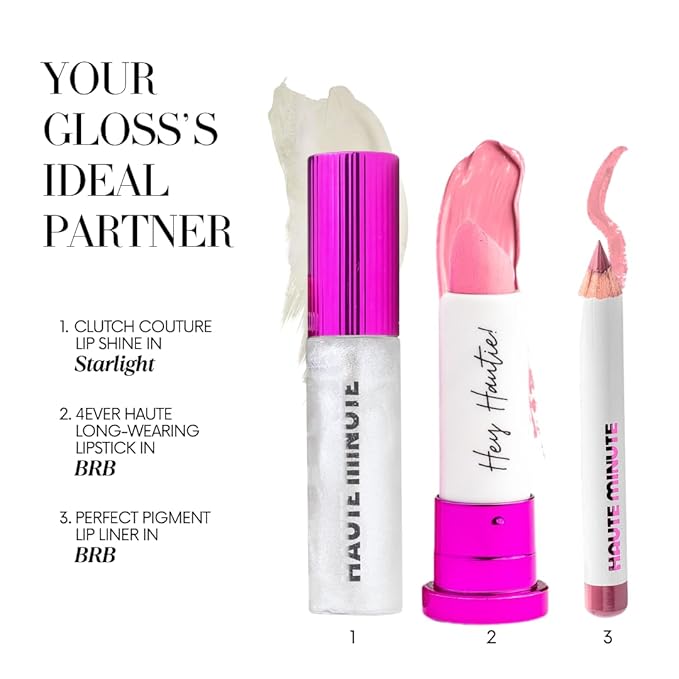 Haute Minute Makeup Mini Clutch Couture Lip Shine Gloss, Non-Sticky Lip Gloss, Vegan & Cruelty-free, High Shine Finish & Moisturizing - Starlight