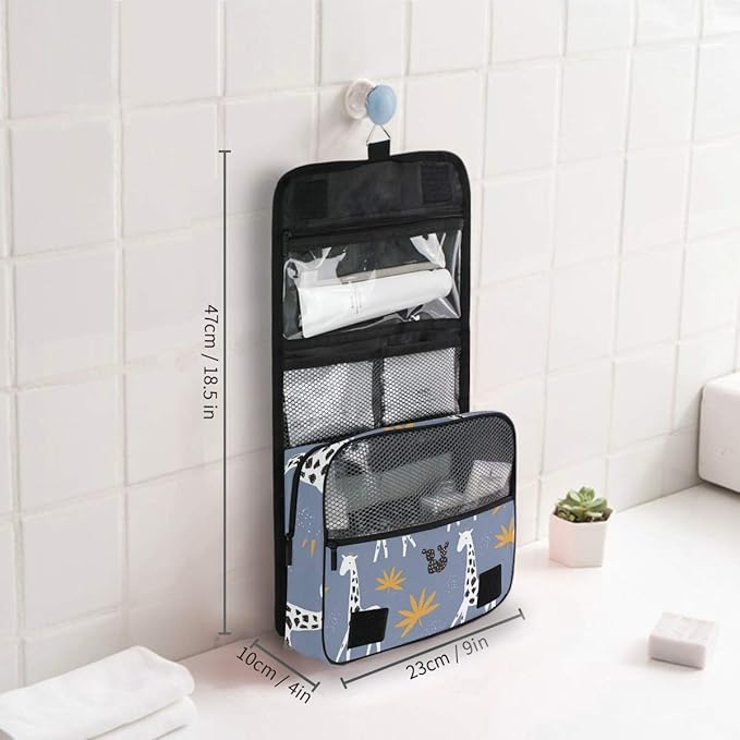 senya Hanging Travel Toiletry Bag Cute Giraffe Tropical Leaves Kit Makeup Case Cosmetics Organizer for Men Women