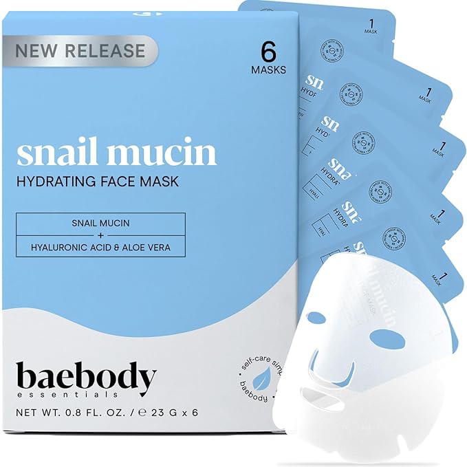 Baebody Snail Mucin Mask (6 pcs) - Hydrating Face Mask Sheet