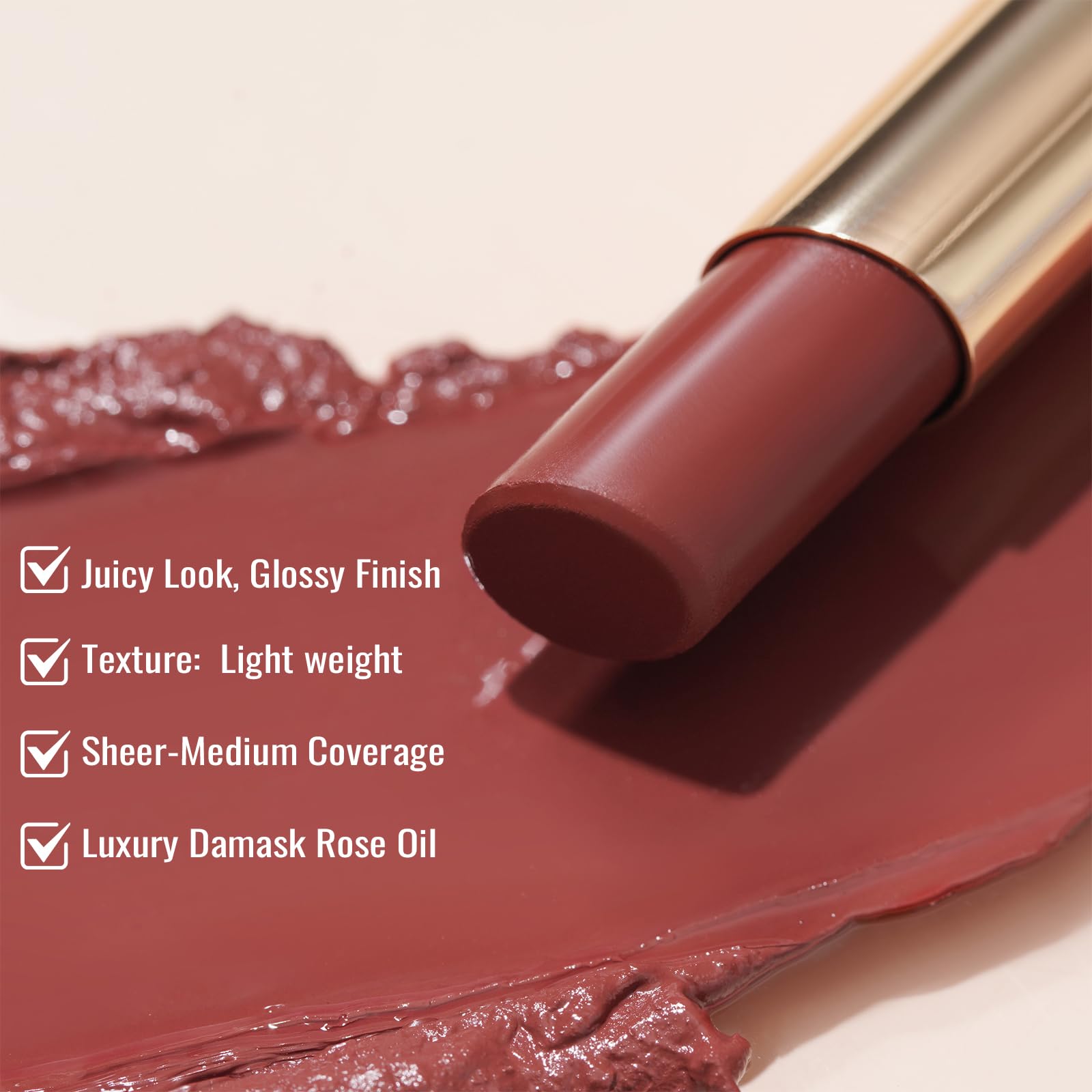 Oulac Moisturizing Lipstick for Women, Red Lipsticks Hydrating, Glass Shine Tinted Lip Balm, Hydrated Juicy and Moisture Lip Color for Dry, Cracked and Chapped Lips, Vegan Lipstick G02