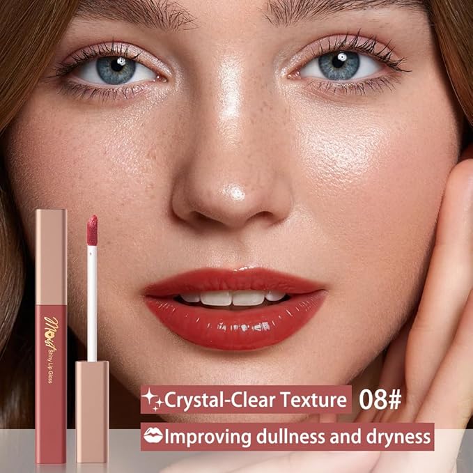 FERLYHR 12 Colors Lip Gloss Set, High-Shine Waterproof Collection, Long Lasting Moisturizing Formula with Mirror Finish, Adult (8#, 1 Count (Pack of 1))