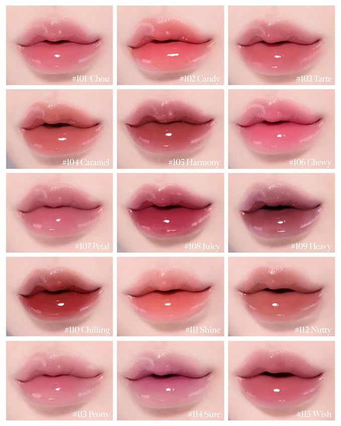CORALHAZE Glow Lock Jelly Tint 106 Chewy, Hydrating Water Glow Lip Stain, Non-Sticky Juicy Gloss, Long Lasting Glass Shine & Dewy Finish, Lightweight Moisturizing Lip Care, Korean Makeup