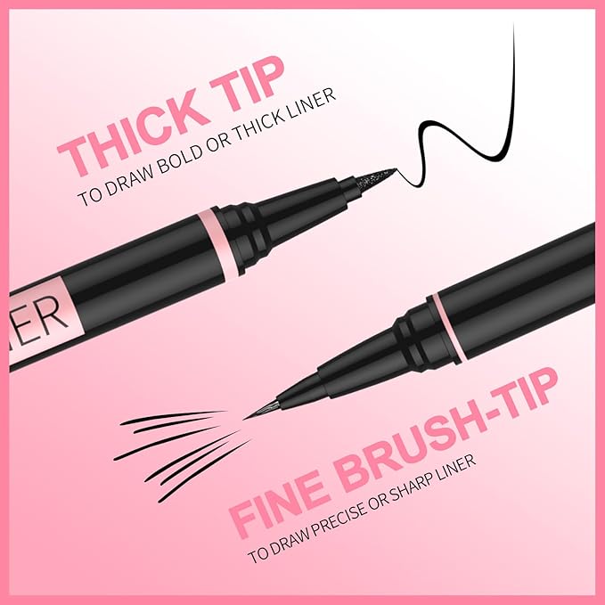iMethod Liquid Eyeliner, 2-in-1 Dual-Ended Waterproof Eyeliner, Black