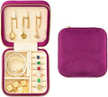TAIMY Travel Jewelry Case, Small Plush Velvet Jewelry Box for Women and Girls, Portable Jewelry holder organizer for Rings Earrings Necklaces Bracelets(Midnight Purple)