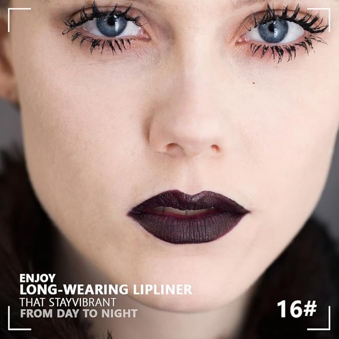 FeiCuiYun Matte Calligraphy Liquid Lip Liner Lipstick Pencil, Bark Long-Lasting Transfer-Proof Lip Stain Halloween Birthday Party Wear, Sheer Buildable Color, Fades to a Natural Wash of Colors