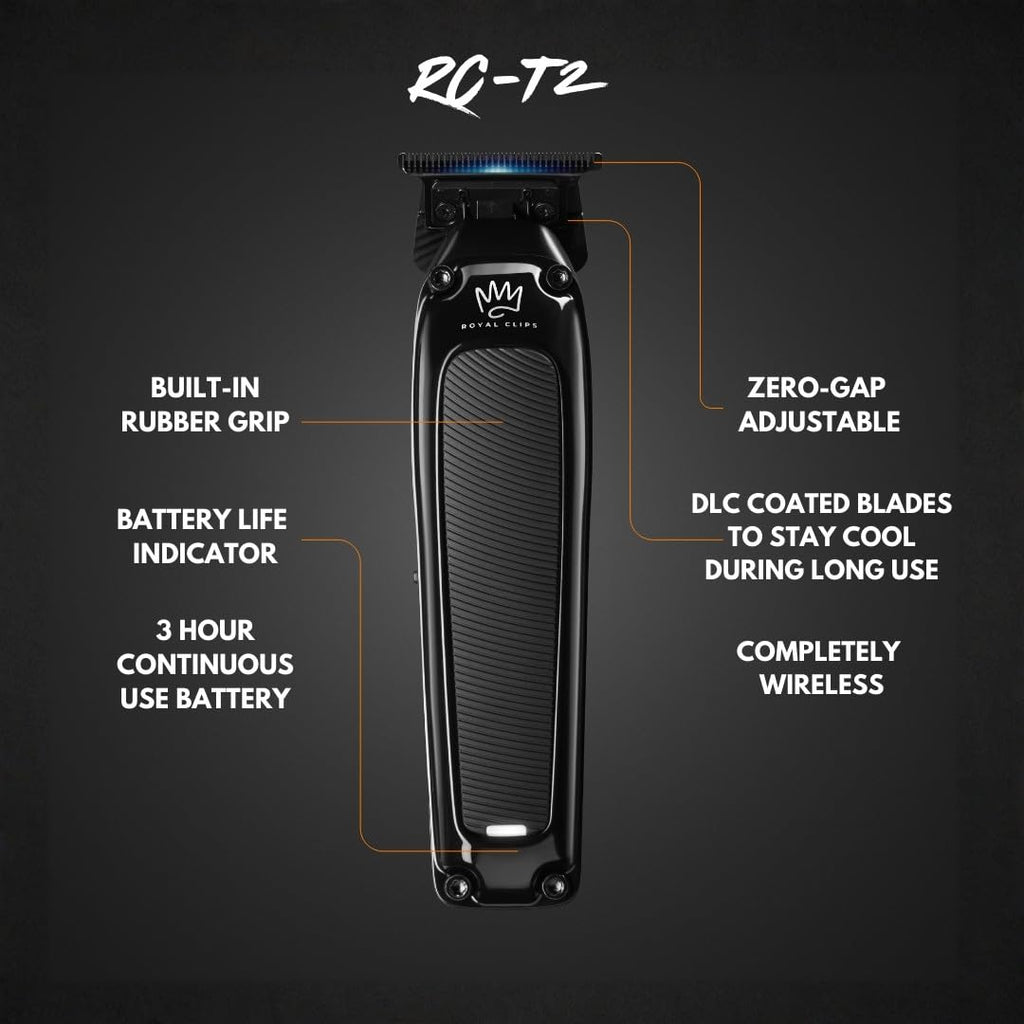 Royal Clips Hair and Beard Fade Kit 2.0 – Professional Clipper, Trimmer & Foil Shaver Bundle for Men, Complete Haircut Set for Barbers – Ideal Holiday Gift for Men, Fathers, Brothers & Barbers - Black