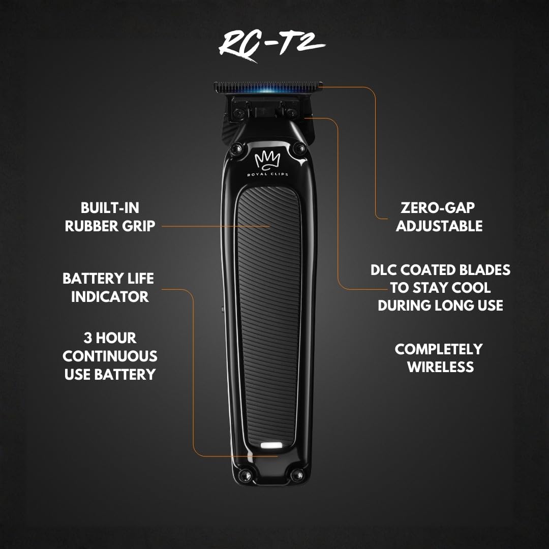 Royal Clips Hair and Beard Fade Kit 2.0 – Professional Clipper, Trimmer & Foil Shaver Bundle for Men, Complete Haircut Set for Barbers – Ideal Holiday Gift for Men, Fathers, Brothers & Barbers - Black