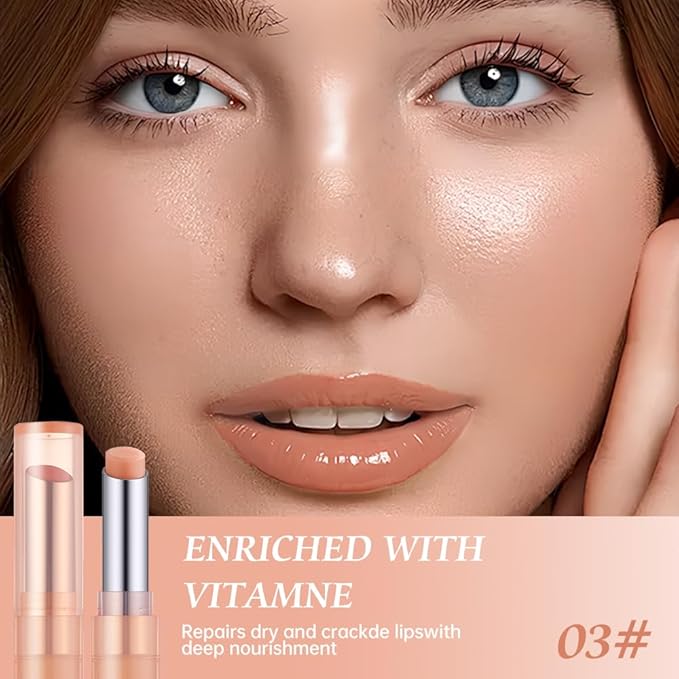 Houksouml Color-Changing Lip Balm, Moisturizing Hydrating Tinted Lip Balm for Dry Lips, Long-Lasting Nourishing Lipstick, Glossy Lip Tint, Lip Care for Smooth, Soft Lips.3#